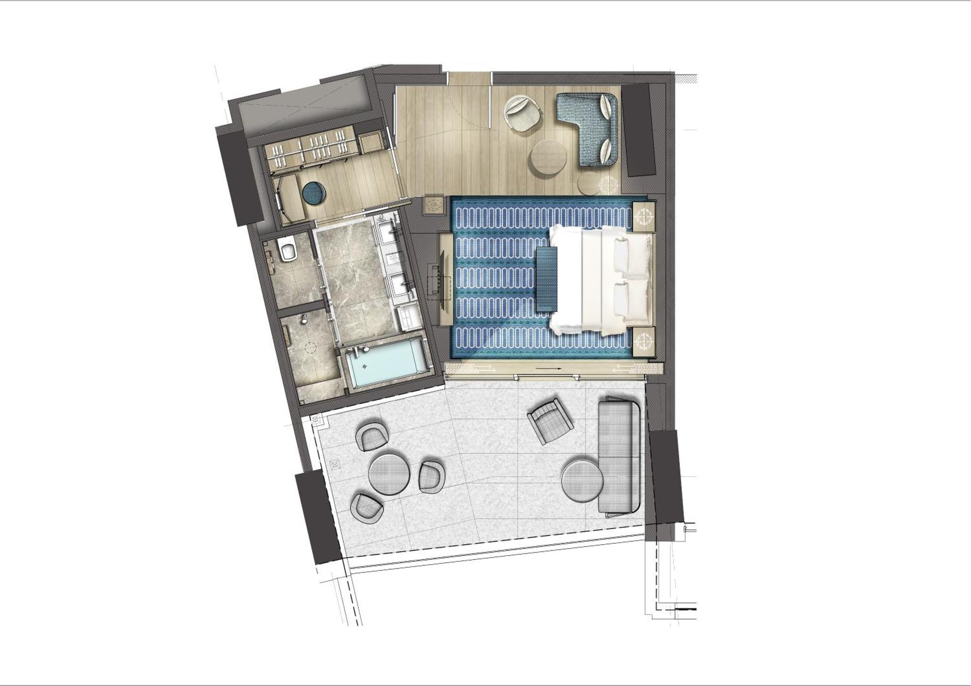 City Of Dreams Mediterranean - Integrated Resort, Casino & Entertainment ลิมาซอล ห้อง รูปภาพ Floorplan of a typical apartment
